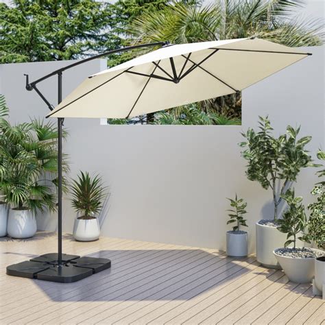 Large 3x3m Cantilever Garden Parasol - Base & Cover Included - Cream - BuyItDirect.ie