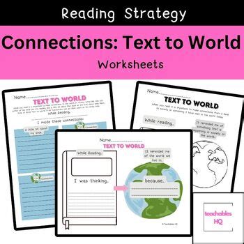 Reading Strategy - Text to World Connections - Worksheets by Teachables HQ