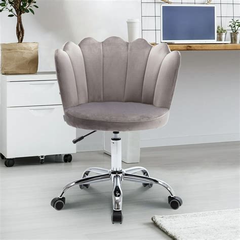 Desk Chairs With Wheels, Shell Design Swivel Barber Vanity Executive Office Chair With No Arms ...