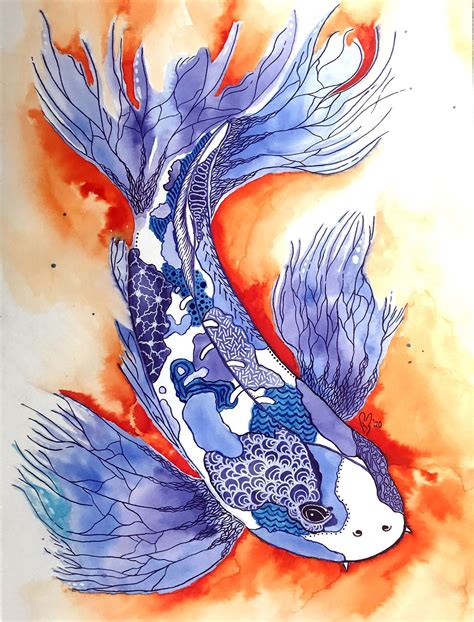 Koi Fish by me, @sea.bee.art! Excited to share some of my older work!!! Check it out in my #etsy ...