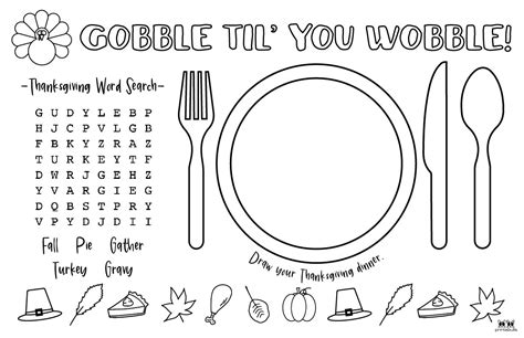 Printable Thanksgiving Placemats | Printabulls