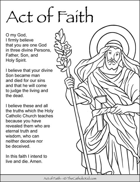 Act of Faith Prayer for Kids Coloring Page - TheCatholicKid.com