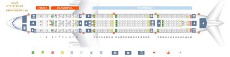 Seat map Airbus A340-600 Etihad Airways. Best seats in the plane