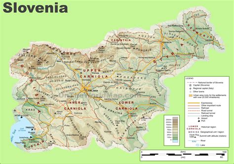 Slovenia physical map - Ontheworldmap.com