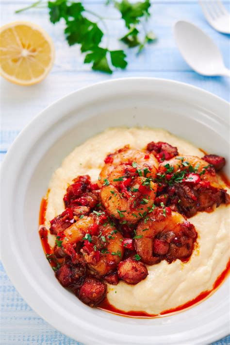 BEST Shrimp and Grits Recipe - Cajun Shrimp with Cheddar Cheese Grits