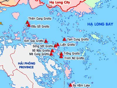 Map of caves in Halong Bay