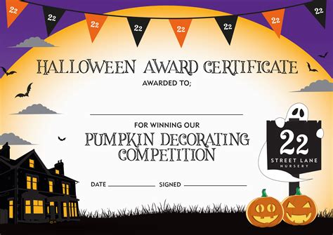 Halloween Award Certificate - Pumpkin Decorating Competition | Pumpkin ...