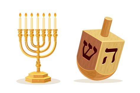 Menorah and the Dreidel. Hanukkah candlestick, Biblical candelabrum ...