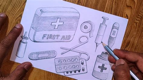 How to draw first aid kit easily/First aid kit box drawing - YouTube