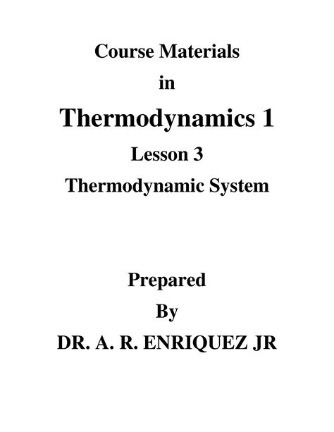 SOLUTION: Thermodynamic system - Studypool