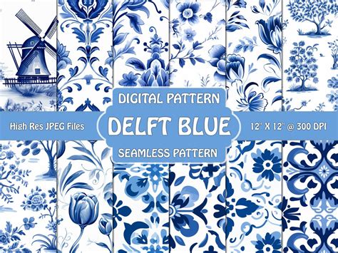 Delft Blue Digital Paper Delft Blue Seamless Pattern Delft - Etsy