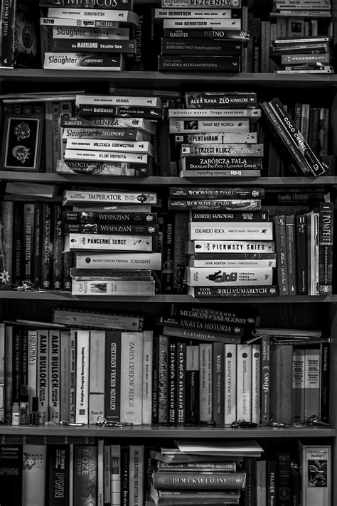 HD wallpaper: Full Frame Shot of Shelf, black-and-white, bookcase ...