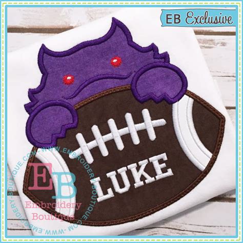 Football Horned Frog Boy Applique | Embroidery Boutique