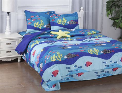 TWIN SEA STAR KIDS BEDDING SET, Beautiful Microfiber Comforter With Furry Friend and Sheet Set ...