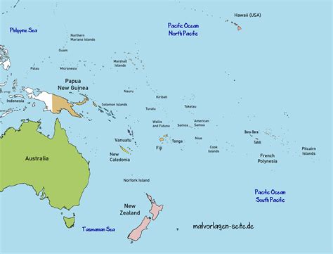 Free Map of Australia and Oceania