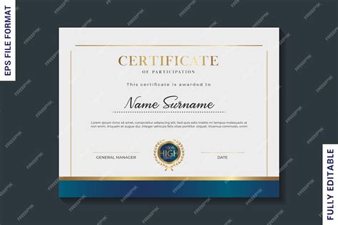 Premium Vector | Professional certificate of participation design template