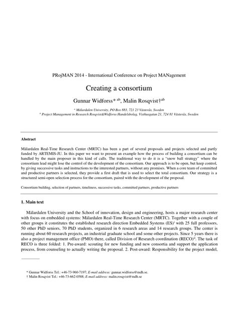 (PDF) Creating a consortium