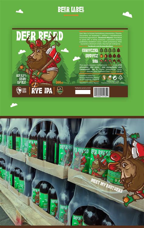 Deer Beard RYE IPA beer label + Deer Bear logo creation on Behance