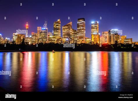 Sydney Skyline at night, Royal Botanic Garden Stock Photo - Alamy