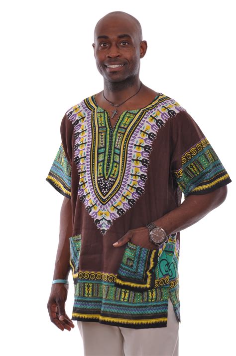 Brown Traditional African Dashiki Shirt - Walmart.com