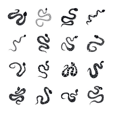 Snake icons set, simple style 8252785 Vector Art at Vecteezy