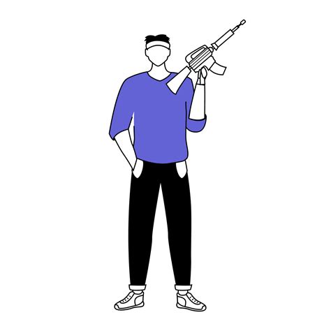 Man holding rifle flat silhouette vector illustration. Armed person ...