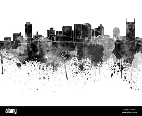 Nashville Skyline Black And White Outline Clipart