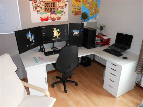 IKEA Battlestation | Ikea corner desk, Ikea white desk, White desk office