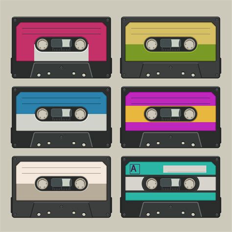 audio tapes set on grey 26057272 Vector Art at Vecteezy