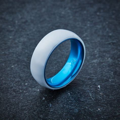 White Ceramic Ring - Resilient Blue | Ceramic rings, Wedding rings ...