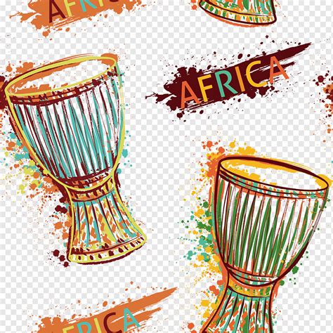 Drum Djembe Music of Africa Musical instrument, art drums, watercolor ...