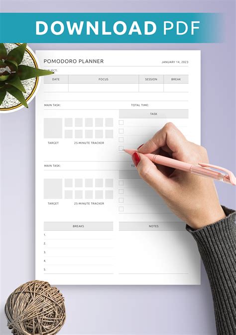 Download Printable Pomodoro Planner PDF