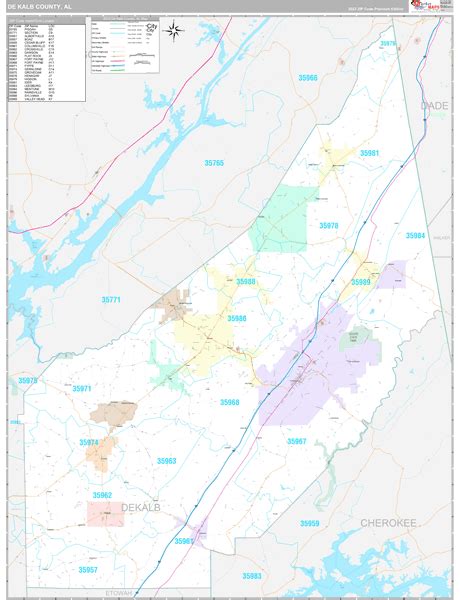 DeKalb County, AL Wall Map Premium Style by MarketMAPS