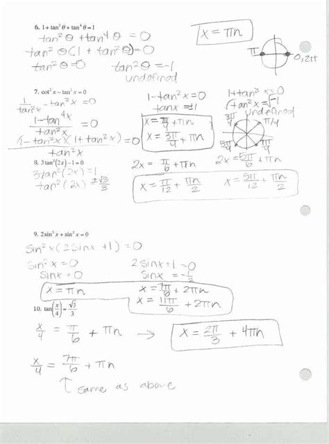 50 Solving Trig Equations Worksheet