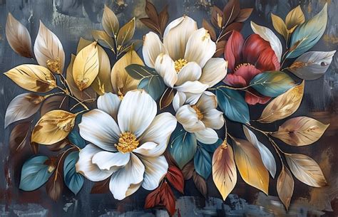 Premium Photo | A painting of flowers that are painted by the artist