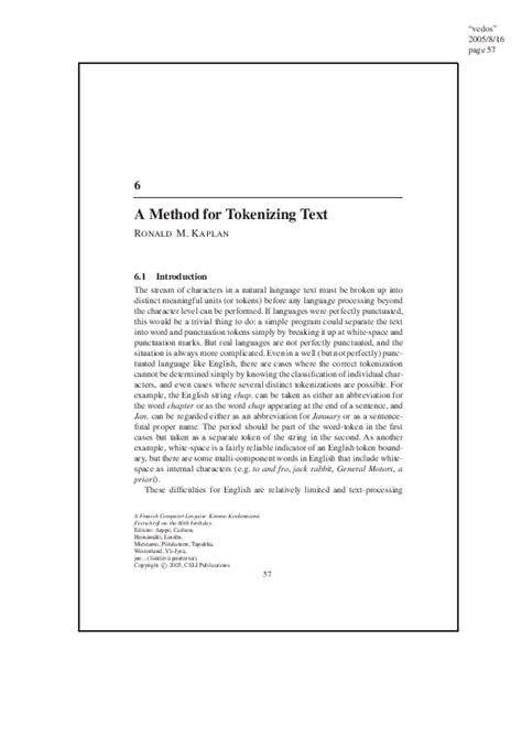 (PDF) A method for tokenizing text | Ronald Kaplan - Academia.edu