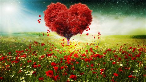 Valentines Day Love Heart Tree Landscape HD Wallpapers | HD Wallpapers | ID #21256