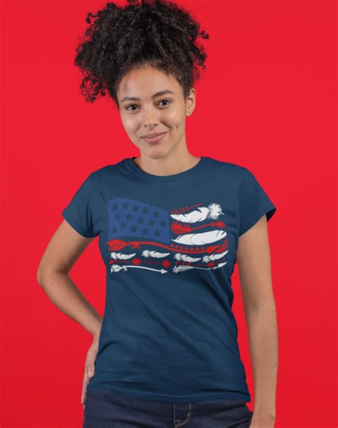 Women's Boho 4th July T Shirt Feather Flag Shirts American - Etsy | American flag shirt ...