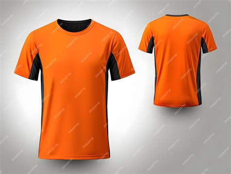 Premium AI Image | Tangerine orange t shirt with black design front and back view clothes on ...