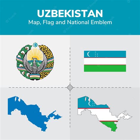 Premium Vector | Uzbekistan Map, Flag and National Emblem