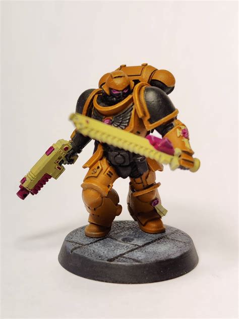 An orange space marine : r/minipainting