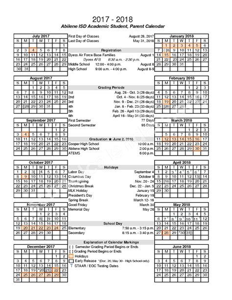 Abilene School District Calendar 2024 - Schoolcalendars.net