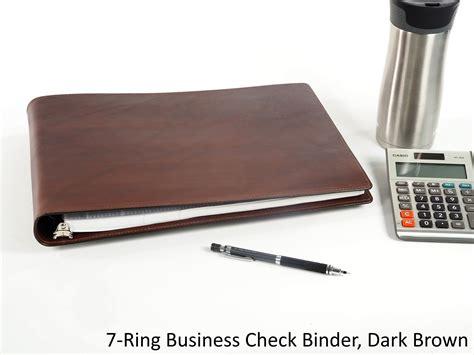 Leather 7 Ring BUSINESS SIZED Check Binder