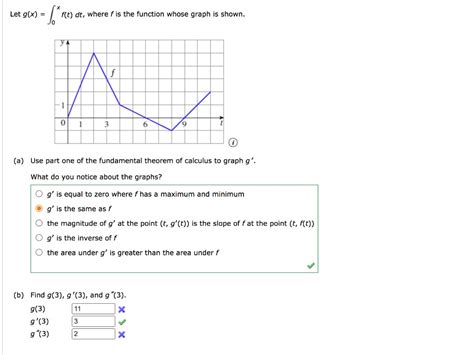 let gx ft dt where f is the function whose graph is shown a use part ...