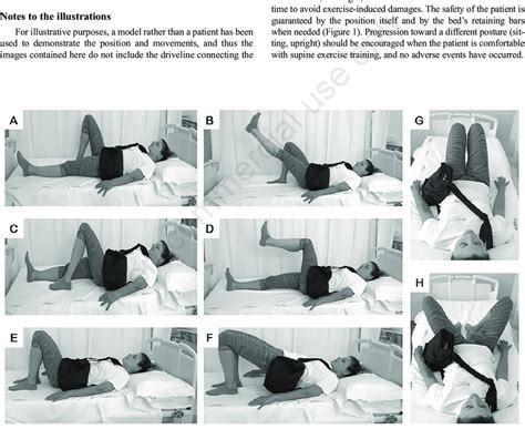 Exercises performed in a supine position. A) The patient lies supine in... | Download Scientific ...