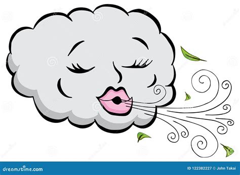 Girl Cloud Blowing Wind Cartoon Stock Vector - Illustration of cloud ...