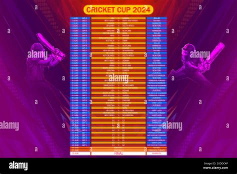 Cricket Cup 2024 match schedule sports background Stock Vector Image & Art - Alamy