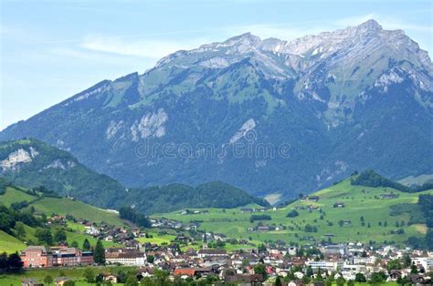 Swiss Village View of Stans with Mountain Stanserhorn Stock Image - Image of alps, famous: 71975351