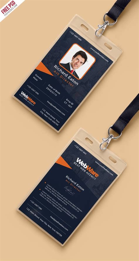 Vertical Company Identity Card Template PSD | PSDFreebies.com | Id card ...