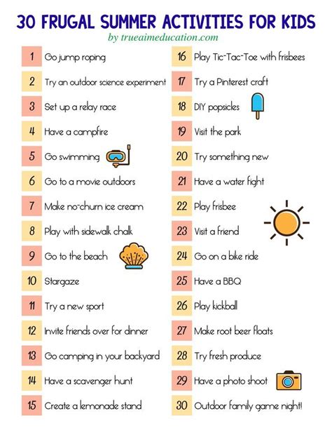 30 Frugal Summer Activities + A Free Printable | Summer activities for kids, Summer fun for kids ...